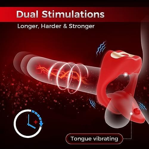 Red vibrating tongue cock ring, photo 4