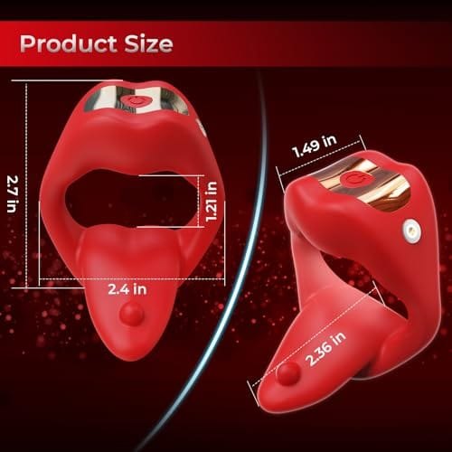 Red vibrating tongue cock ring, photo 7