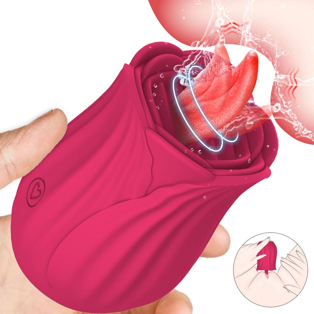 Red silicone rose tongue vibrator, photo 2