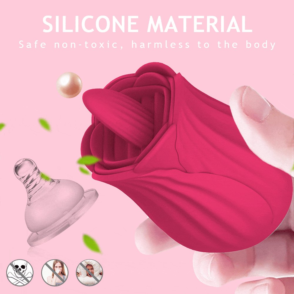 Red silicone rose tongue vibrator, photo 3