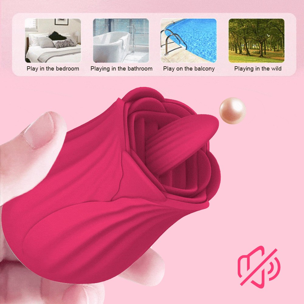 Red silicone rose tongue vibrator, photo 6