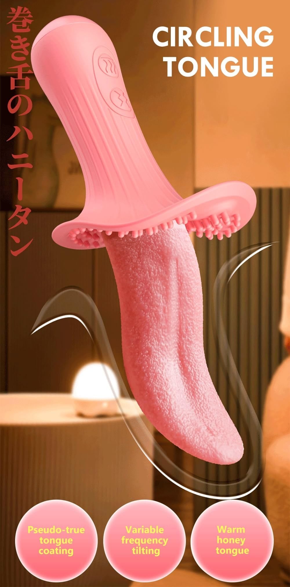 Pink silicone tongue licking G-spot vibrator, photo 2