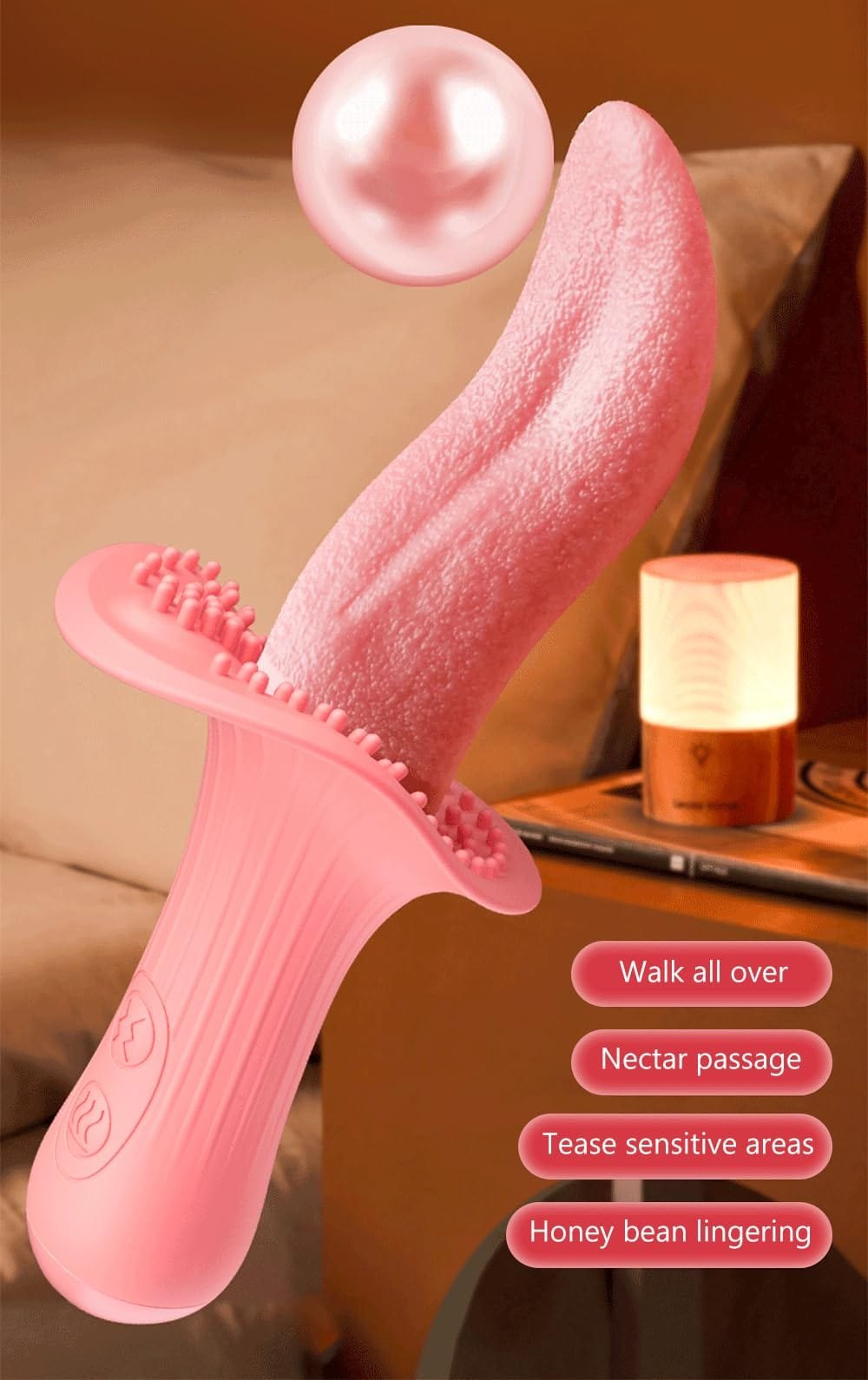 Pink silicone tongue licking G-spot vibrator, photo 7