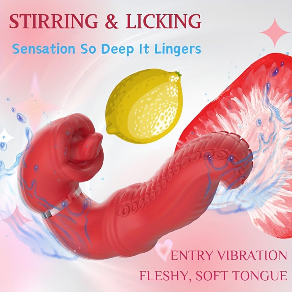 Octopus tongue swing rabbit vibrator with textured shaft, photo 4