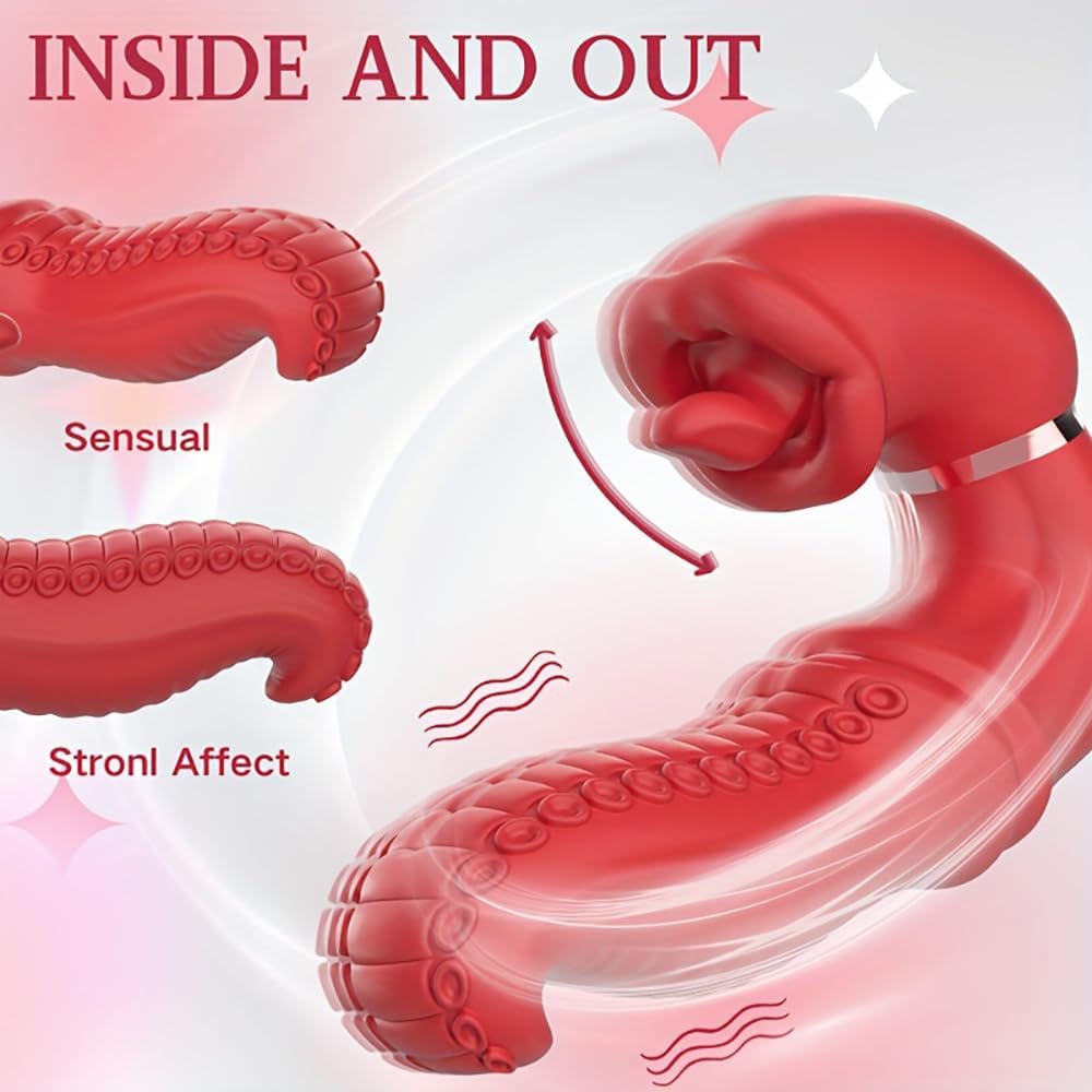 Octopus tongue swing rabbit vibrator with textured shaft, photo 5