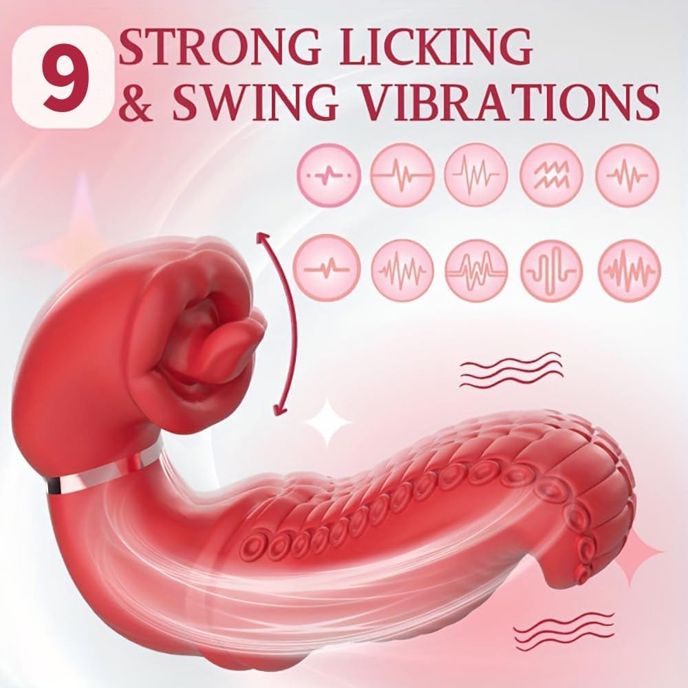 Octopus tongue swing rabbit vibrator with textured shaft, photo 8