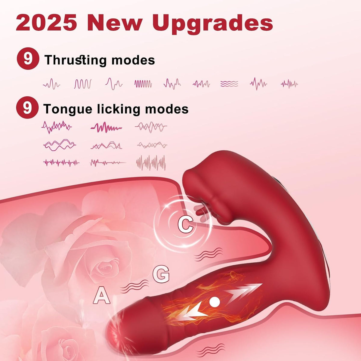 Red tongue thrusting rabbit vibrator, photo 3