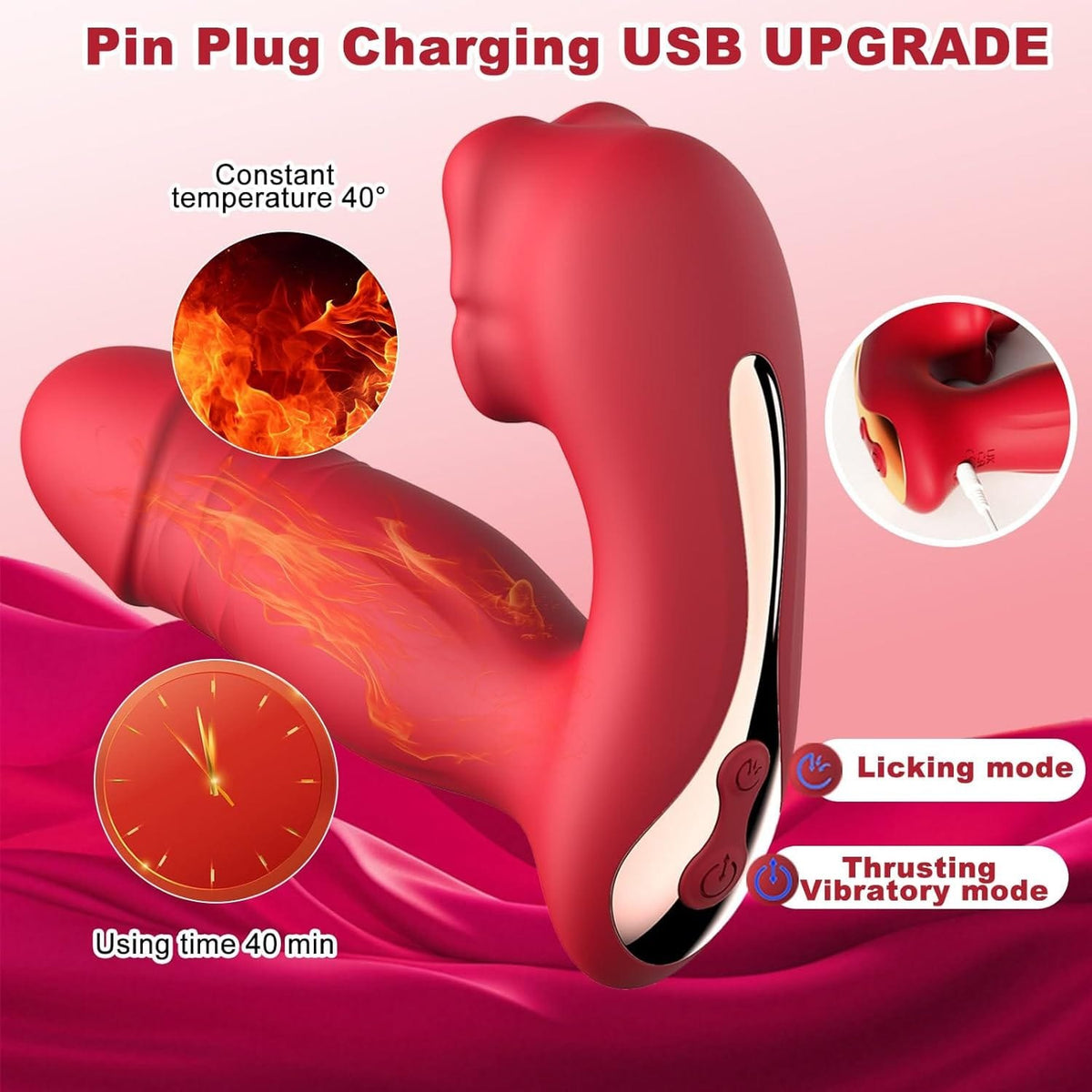 Red tongue thrusting rabbit vibrator, photo 5