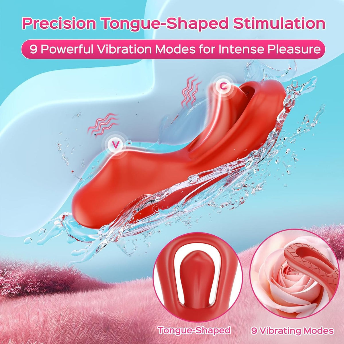 Wearable tongue-shaped clit vibrator with remote control, photo 3