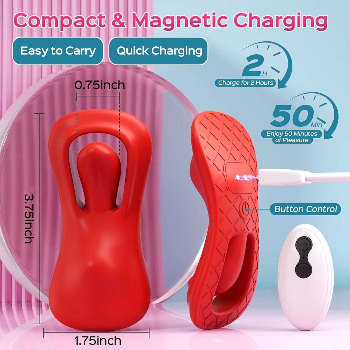 Wearable tongue-shaped clit vibrator with remote control, photo 7