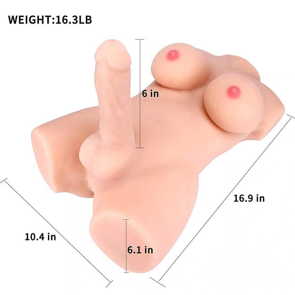 Flesh toned torso doll with attached dildo, photo 3