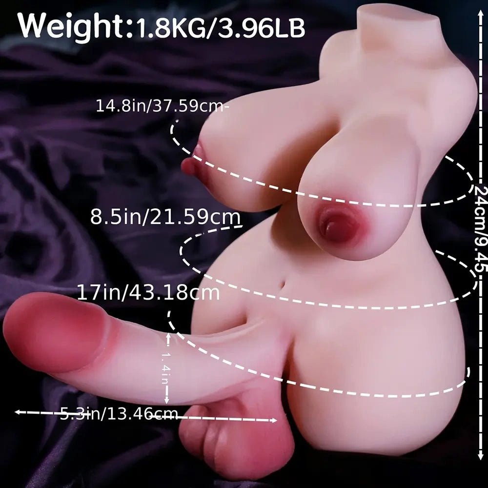 Flesh-tone silicone torso with dildo, photo 4