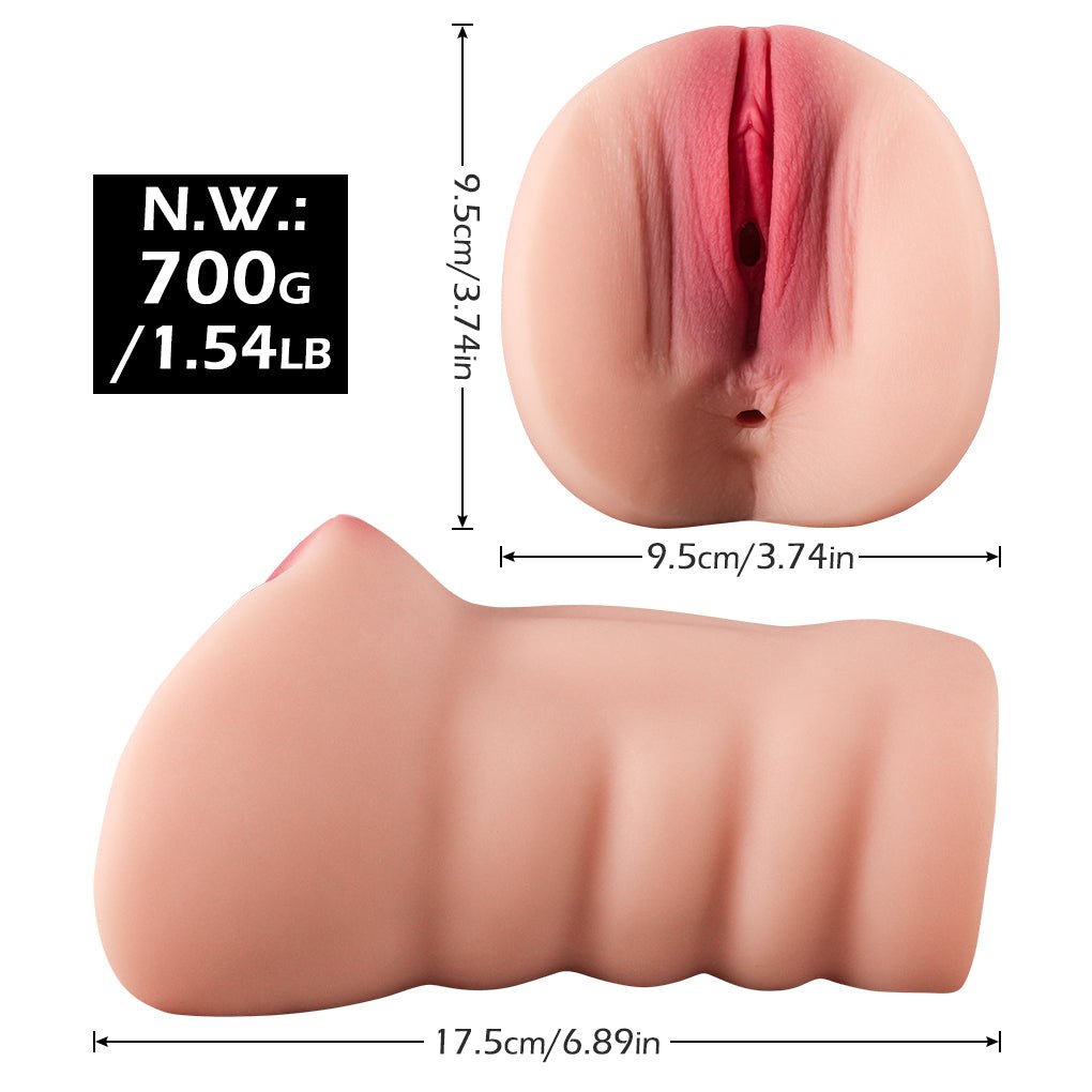 Flesh-toned TPE 2-in-1 pocket pussy stroker, photo 3