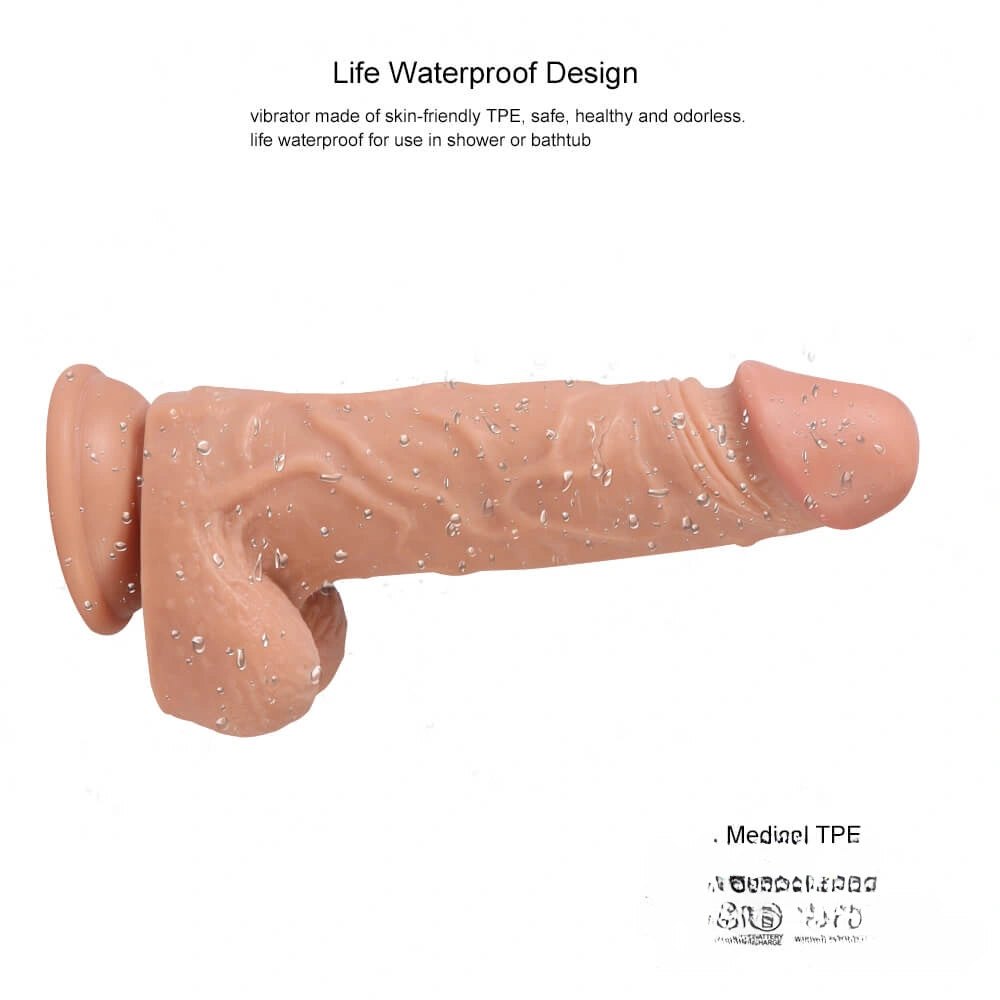 Flesh tone realistic vibrating dildo with remote control, photo 2