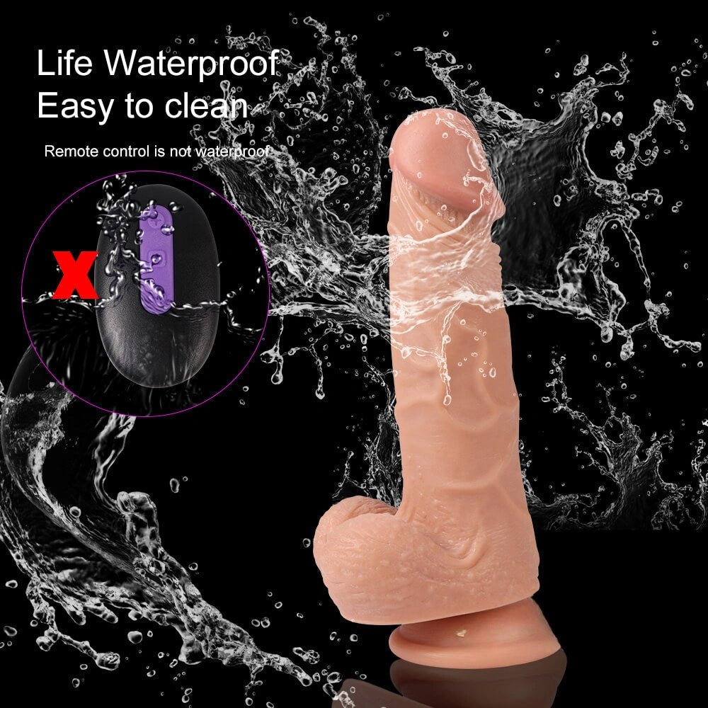 Flesh tone realistic vibrating dildo with remote control, photo 6
