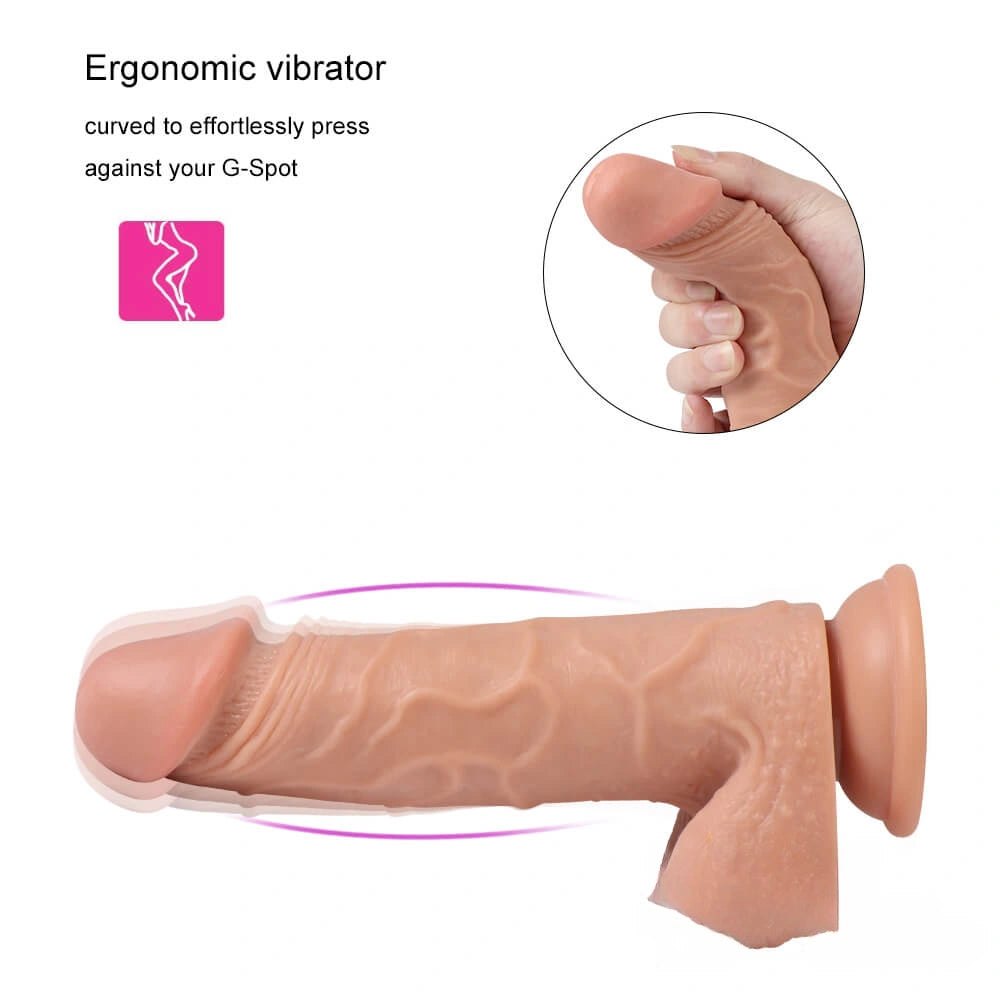 Flesh tone realistic vibrating dildo with remote control, photo 7