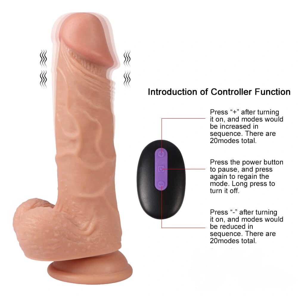 Flesh tone realistic vibrating dildo with remote control, photo 9