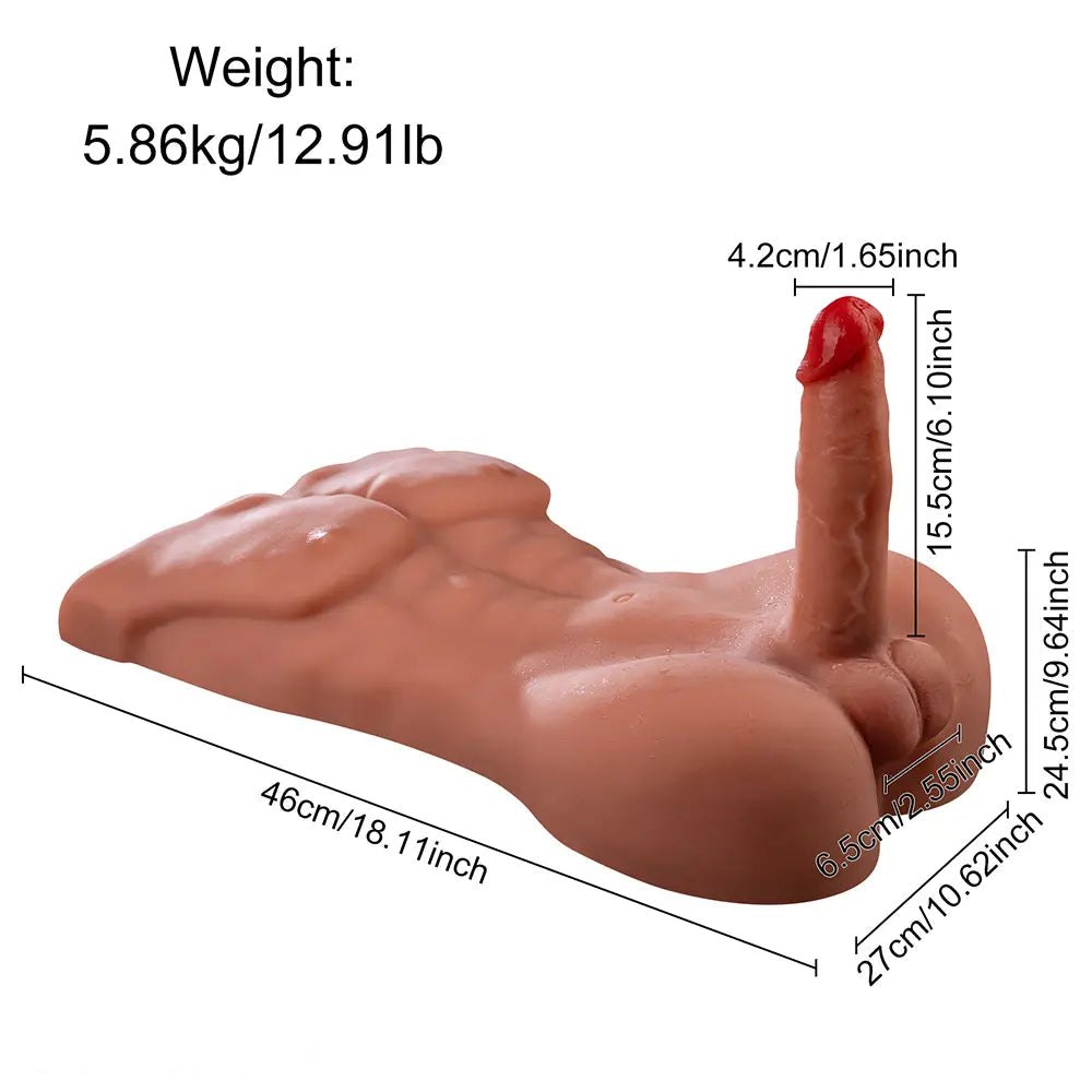 Flesh-toned TPR male torso masturbator with attached penis, photo 13