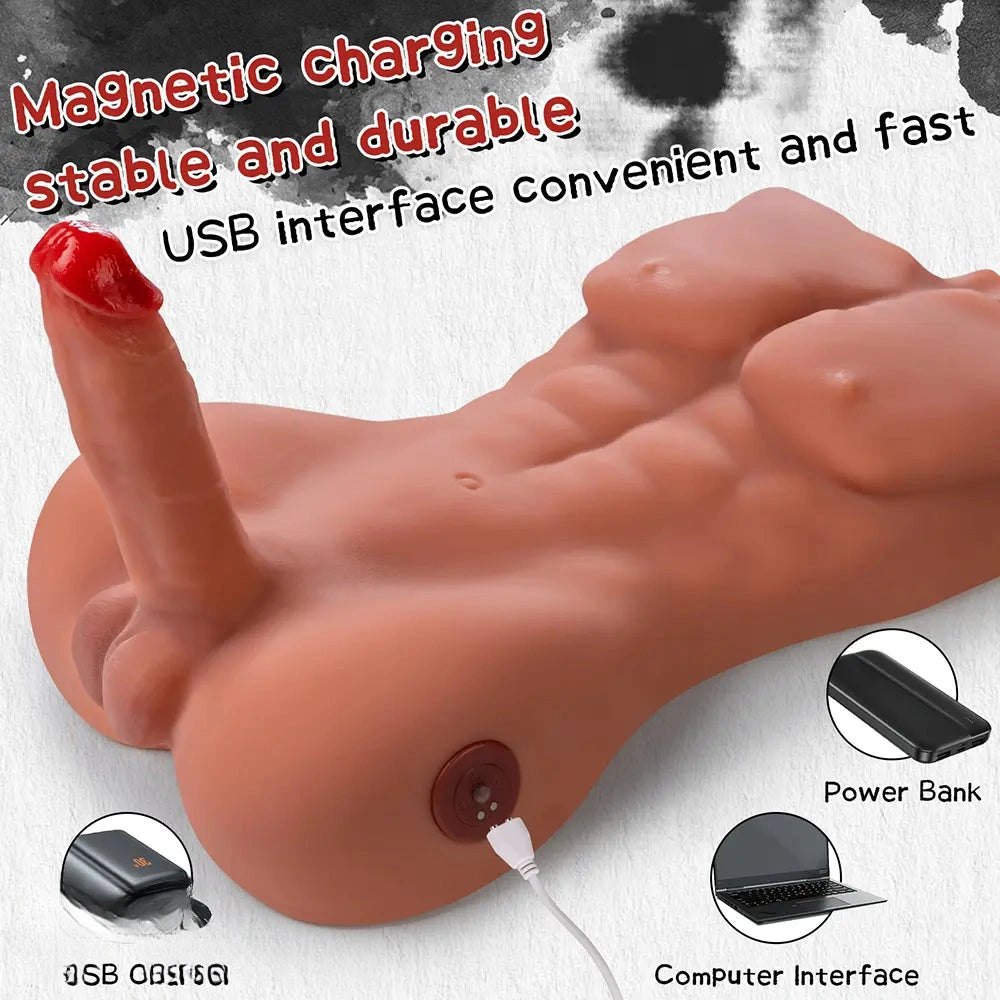 Flesh-toned TPR male torso masturbator with attached penis, photo 3