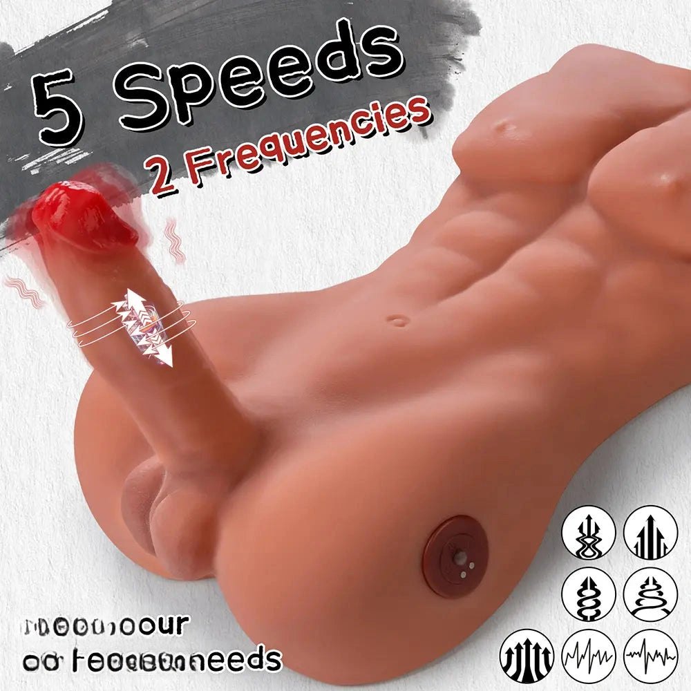 Flesh-toned TPR male torso masturbator with attached penis, photo 6