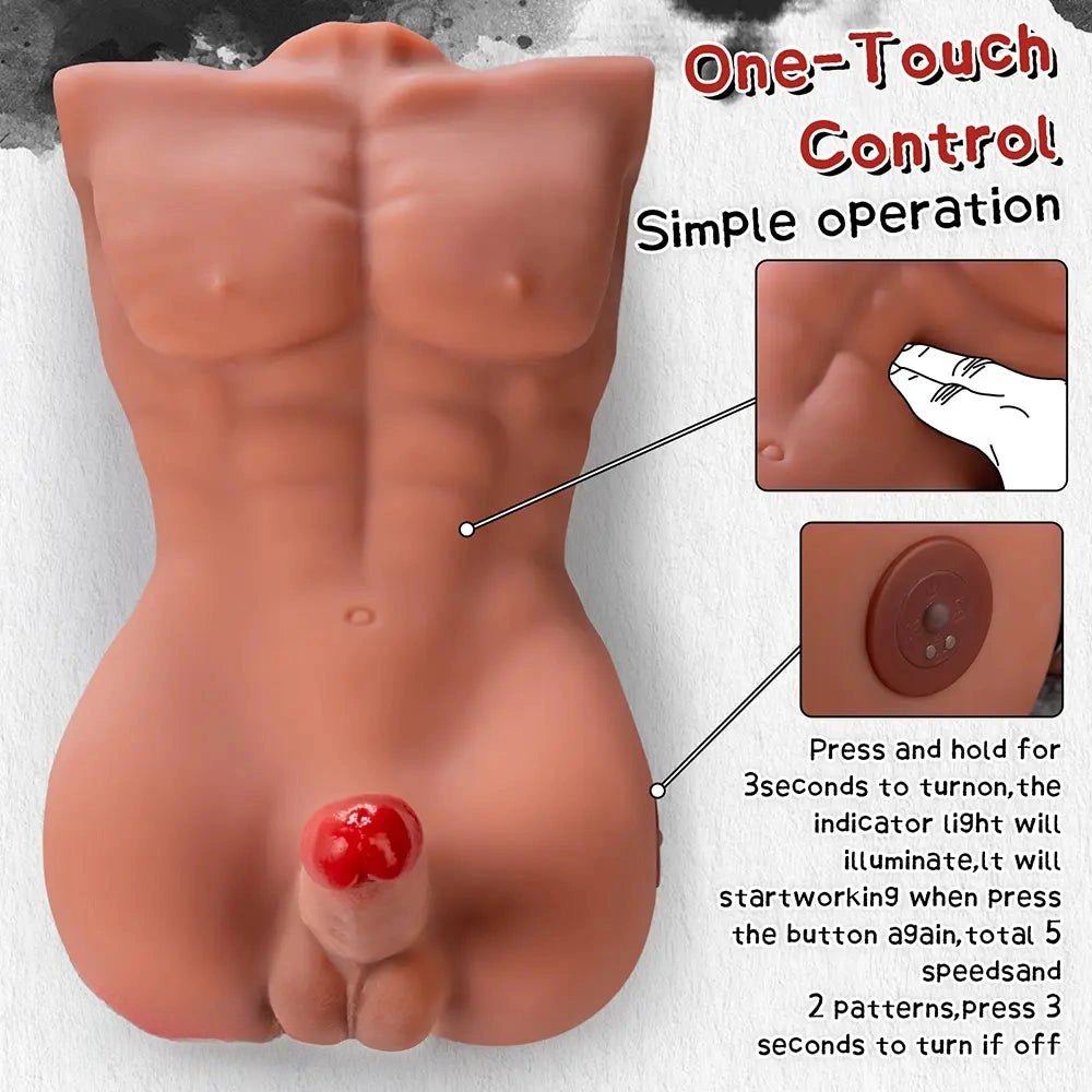 Flesh-toned TPR male torso masturbator with attached penis, photo 9