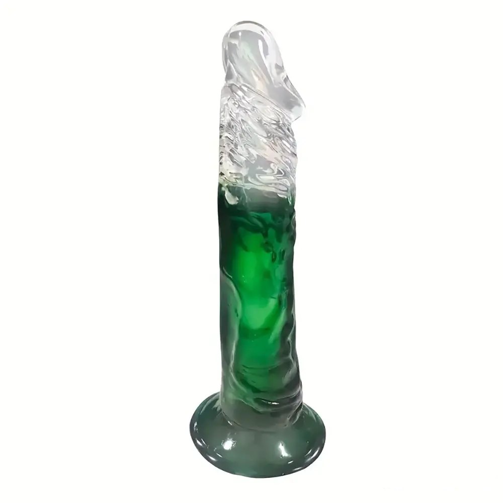 Green translucent jelly TPE dildo