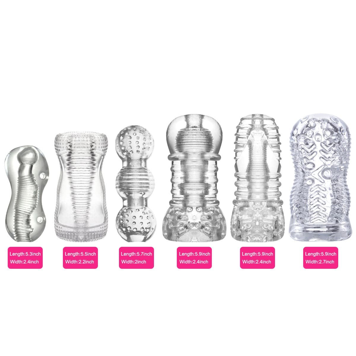 Transparent ribbed TPE masturbator sleeve, photo 2