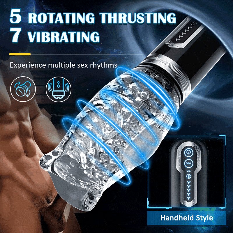 Transparent automatic thrusting and rotating male masturbator, photo 5