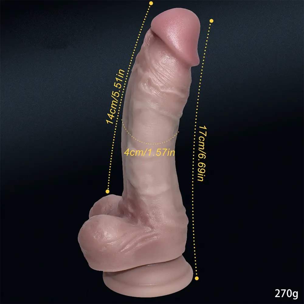 Flesh realistic silicone dildo, veiny texture