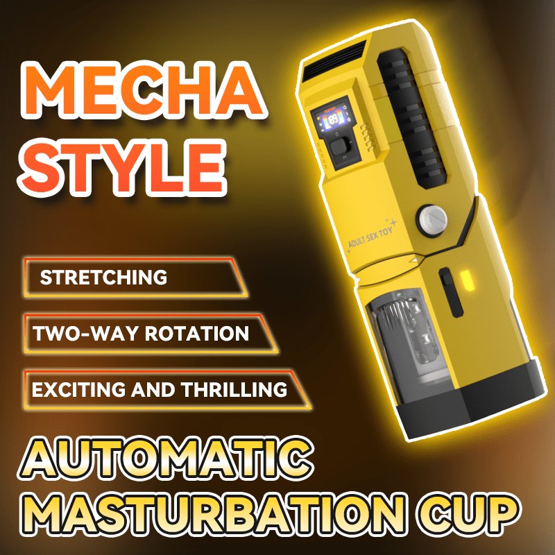 Yellow triple-action rotating male masturbator, photo 5