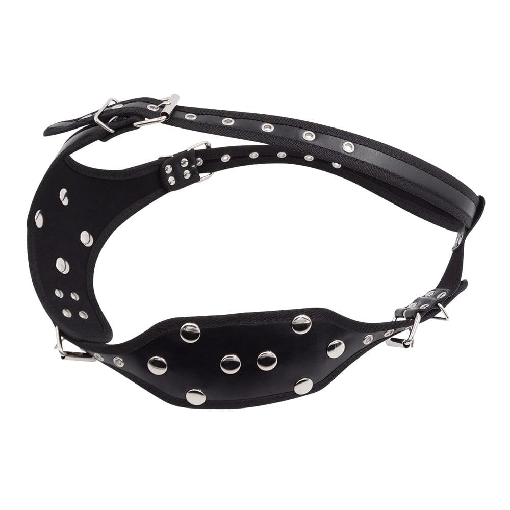 Black and red strap-on harness with dildo, photo 6