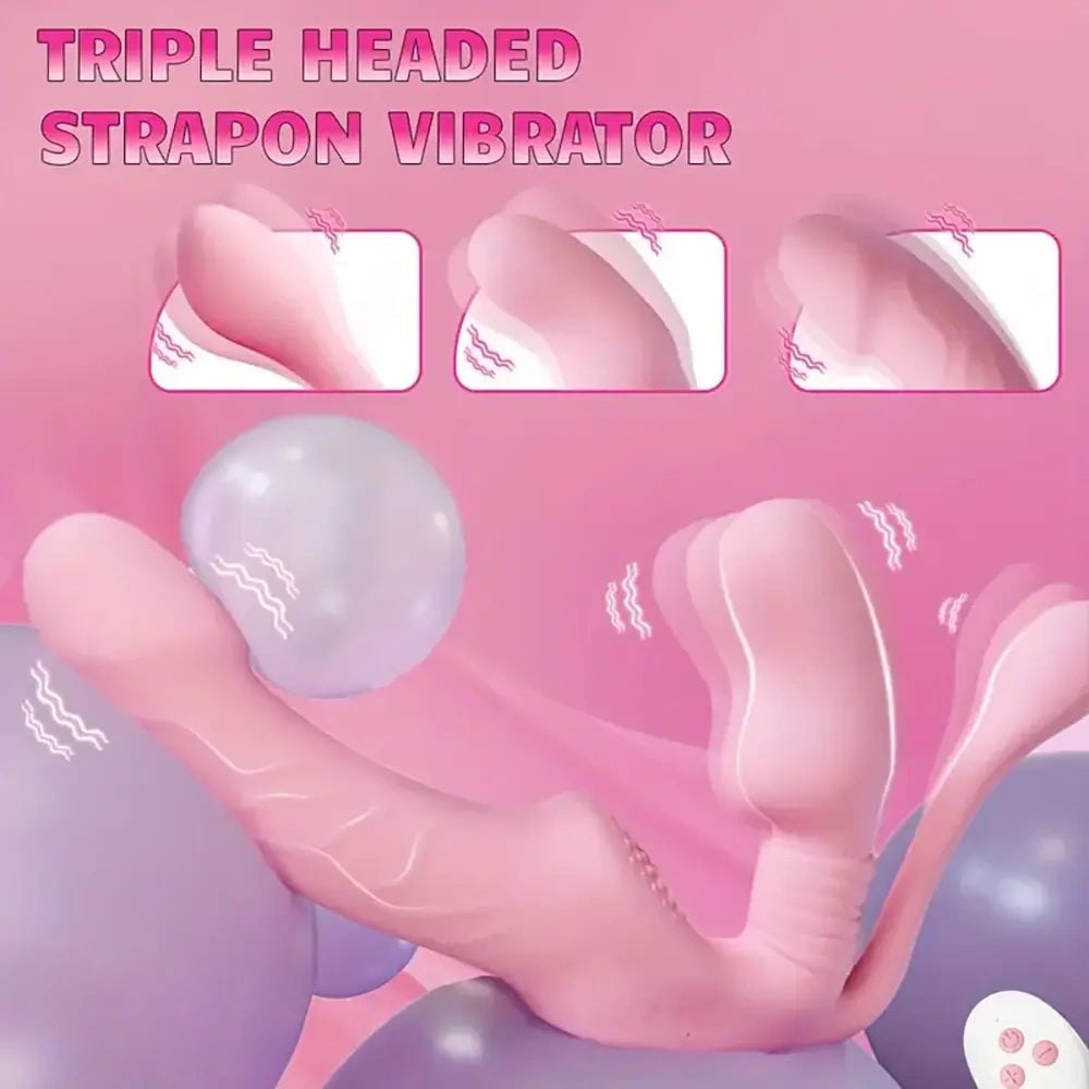Pink triple ended strapless vibrator, photo 1
