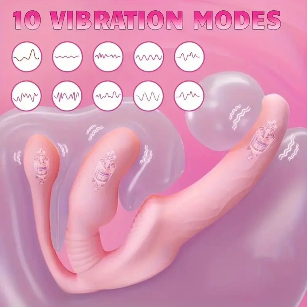 Pink triple ended strapless vibrator, photo 3