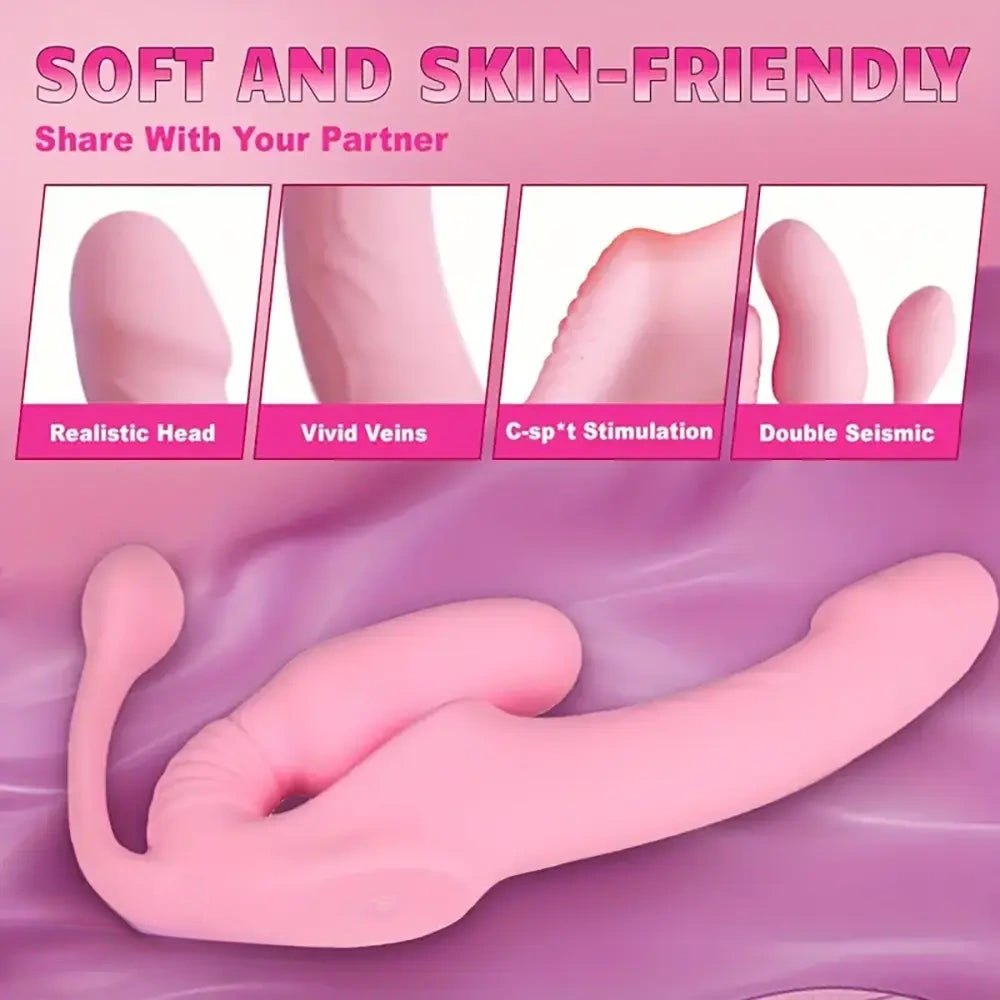 Pink triple ended strapless vibrator, photo 6