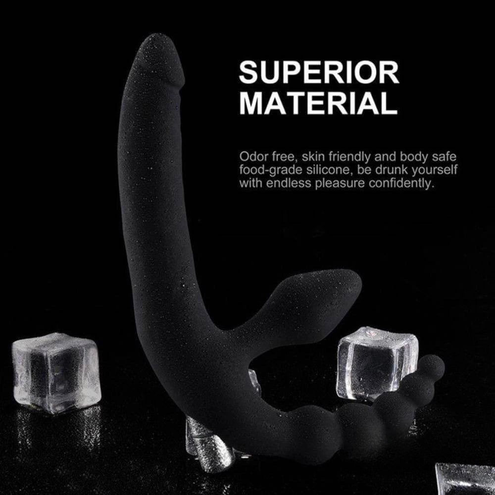 Black silicone triple stimulation anal beads vibrator, photo 2