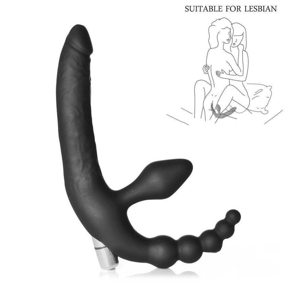 Black silicone triple stimulation anal beads vibrator, photo 4