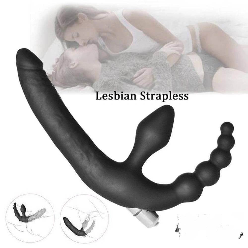 Black silicone triple stimulation anal beads vibrator, photo 5