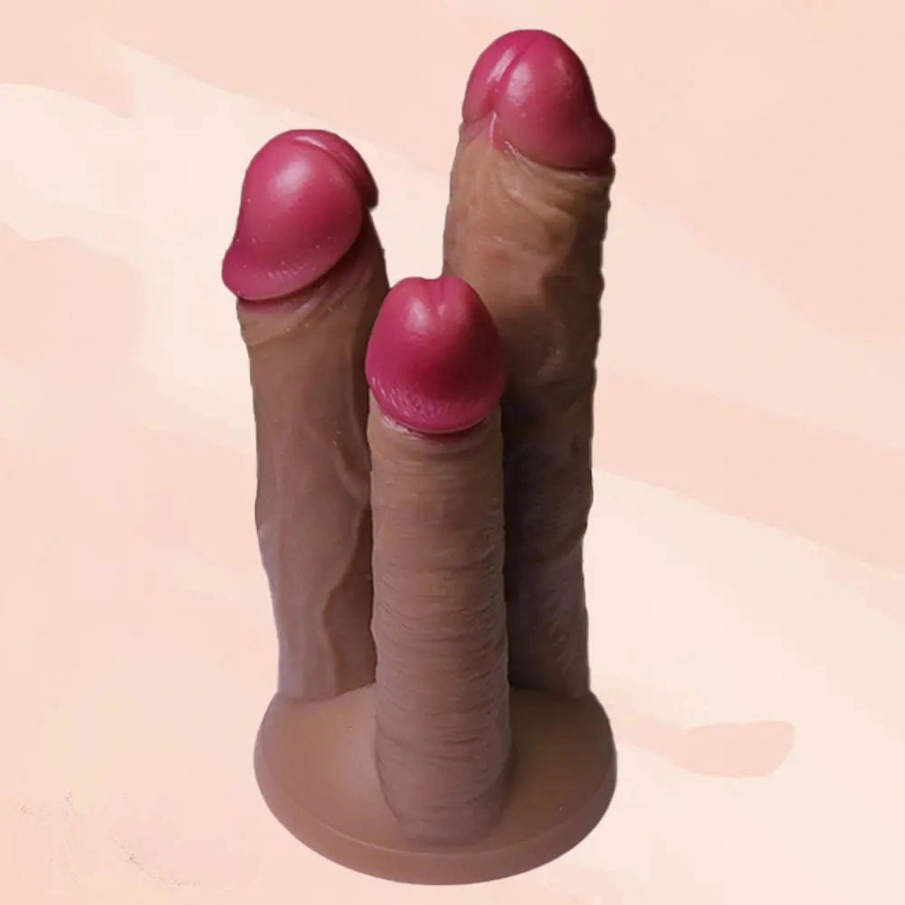 Flesh curved g-spot dildo with three tips, photo 1