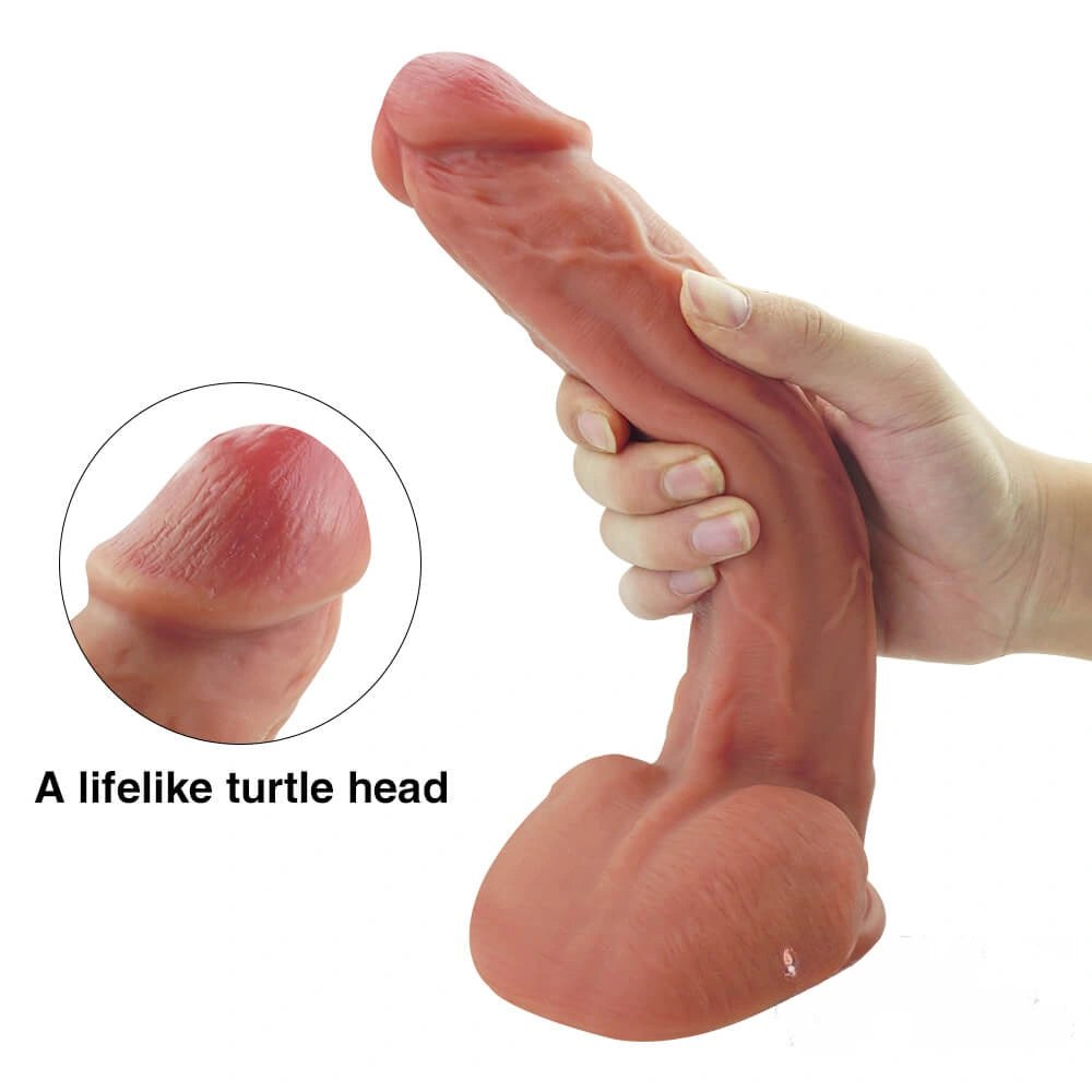 Flesh tone realistic silicone dildo with suction cup base, photo 3