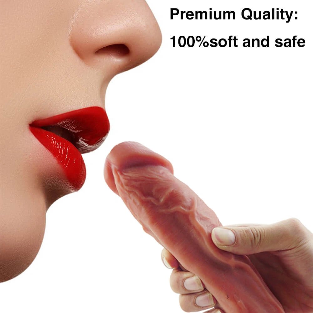 Flesh tone realistic silicone dildo with suction cup base, photo 4