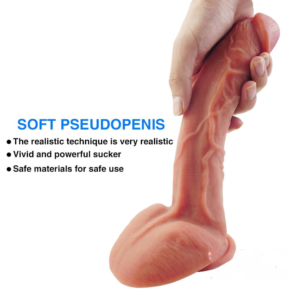 Flesh tone realistic silicone dildo with suction cup base, photo 6