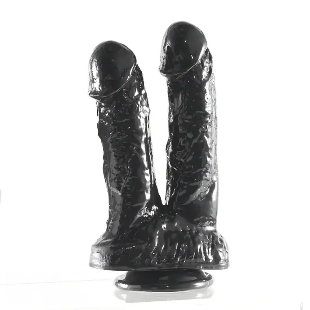 Black double shaft suction cup dildo, photo 1