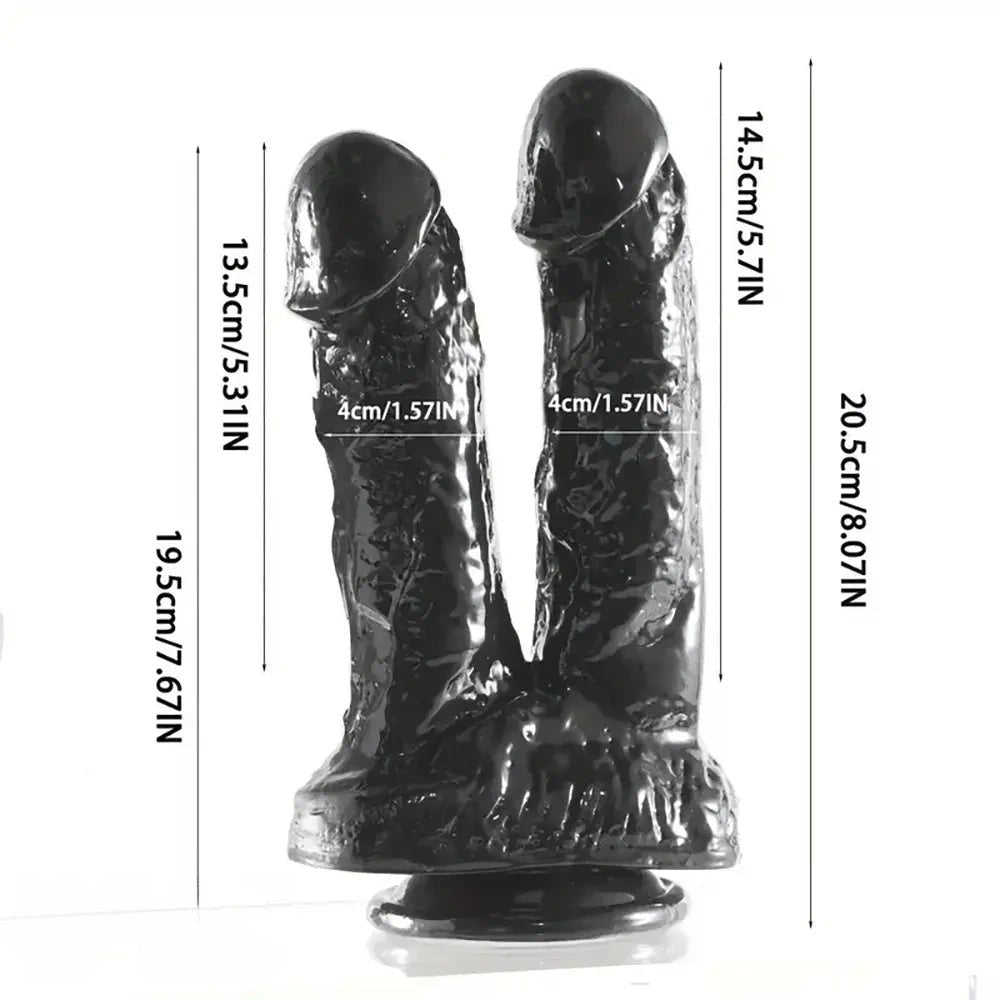 Black double shaft suction cup dildo, photo 4