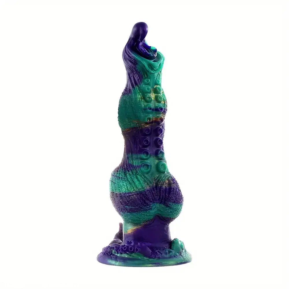Teal and purple twisted animal dildo, photo 1