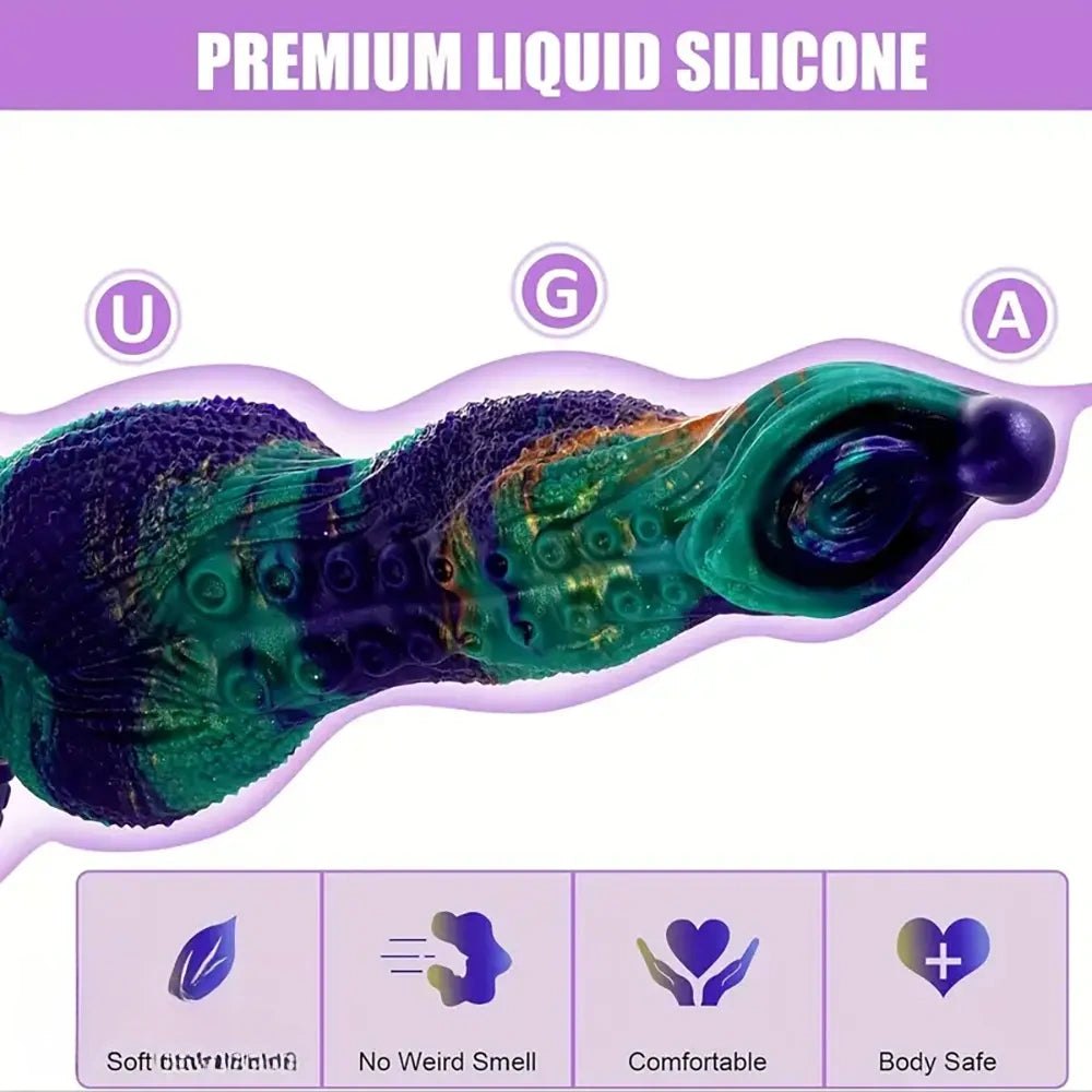 Teal and purple twisted animal dildo, photo 2