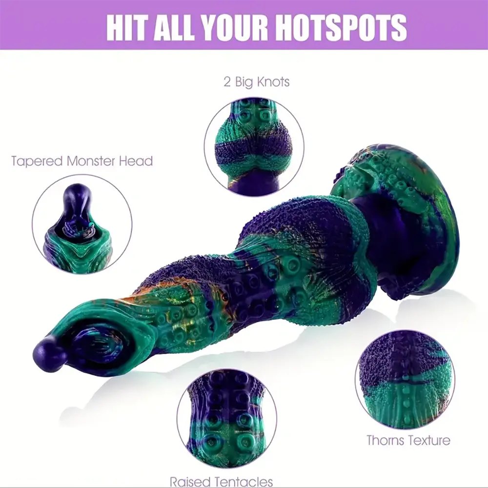 Teal and purple twisted animal dildo, photo 3