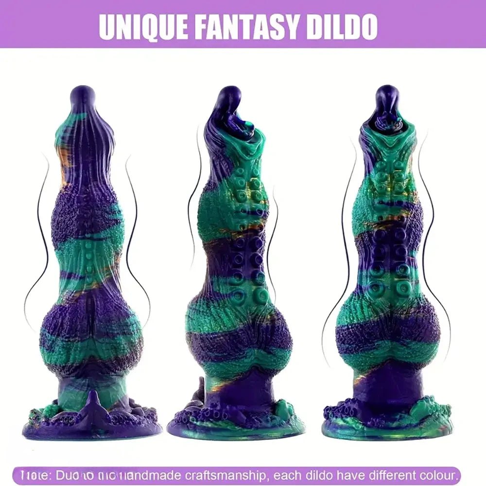 Teal and purple twisted animal dildo, photo 4
