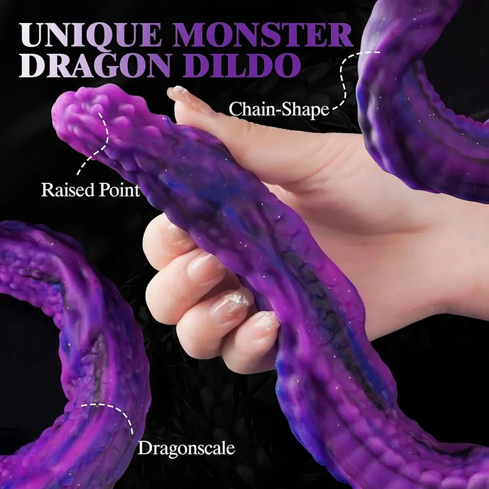 Purple and blue dragon scale silicone fantasy dildo, photo 14