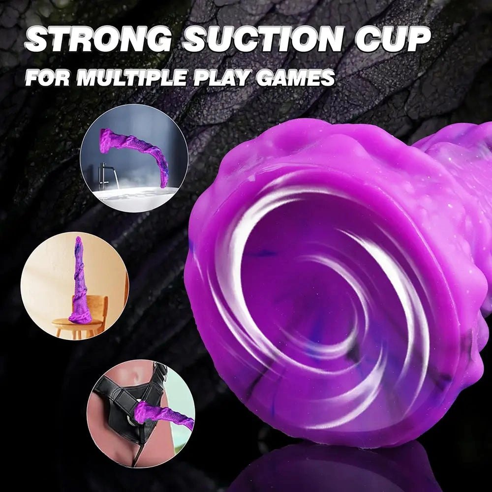 Purple and blue dragon scale silicone fantasy dildo, photo 15