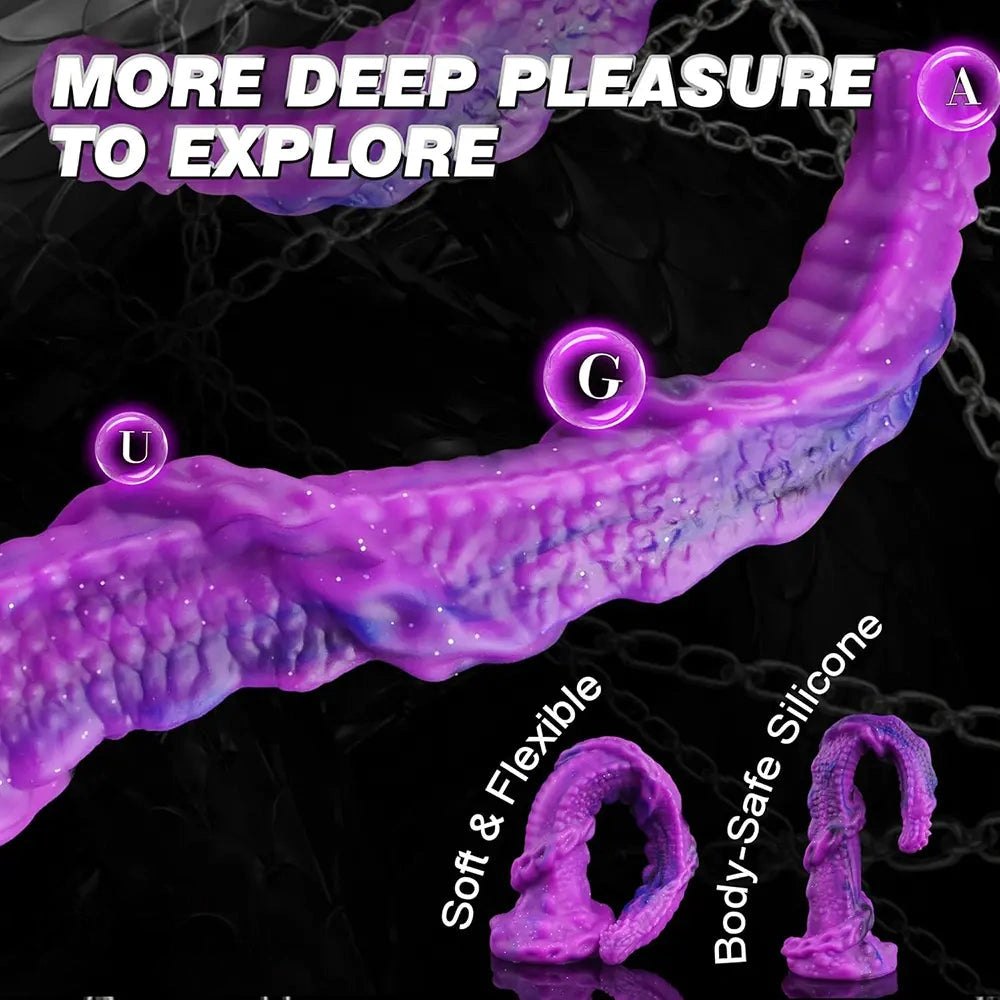 Purple and blue dragon scale silicone fantasy dildo, photo 5